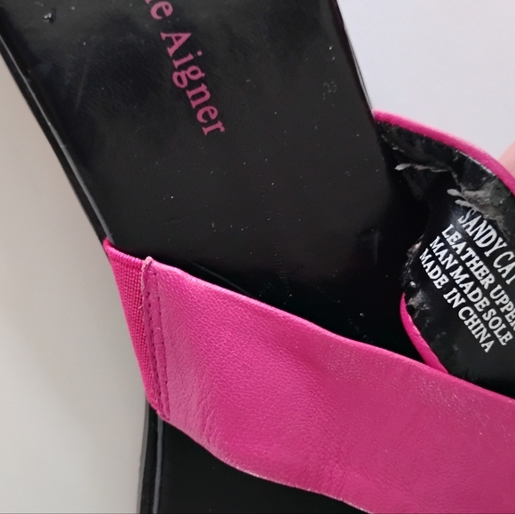 Etienne Aigner Fushia Hot Pink Genuine Leather Sandals Sandy Cay Flat Size 8 - Picture 3 of 9